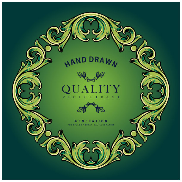 经典的绿色框架繁盛装饰矢量插图图片下载