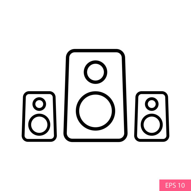 用于网站设计、应用程序、UI的低音炮或扬声器矢量轮廓图标图片下载