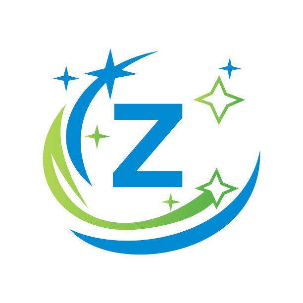 扫帚标志字母Z标志。水滴模板。家居清洁标志在字母Z与水温泉概念图片下载