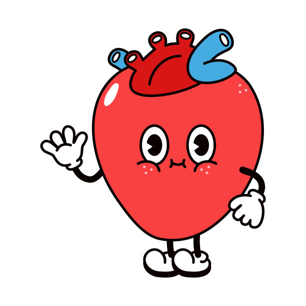 可爱有趣的心挥动的手的角色。矢量手绘传统卡通复古，复古，可爱的角色插图图标。孤立的白色背景。心人物概念图片下载