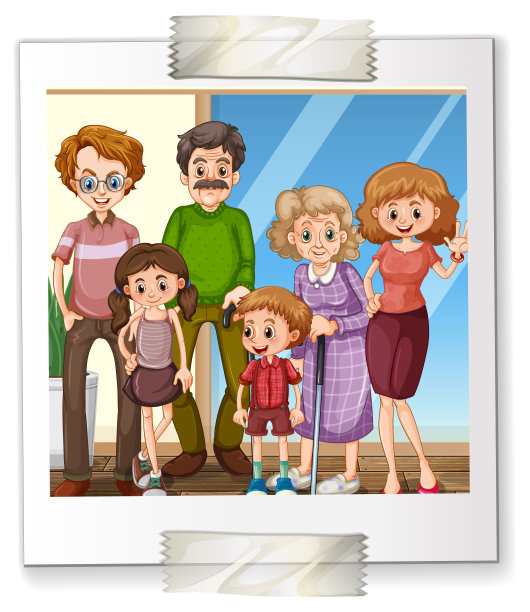 一张白色背景的幸福家庭的照片图片下载