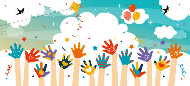 孩子们彩色的彩绘手图片下载