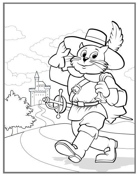 猫在靴子着色股票插图图片下载