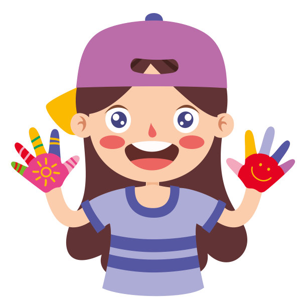 孩子们彩色的彩绘手图片下载