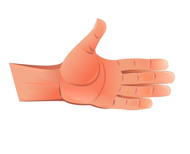 手掌为握手而伸出。对象孤立在白色背景上。有趣的卡通风格。向量图片下载