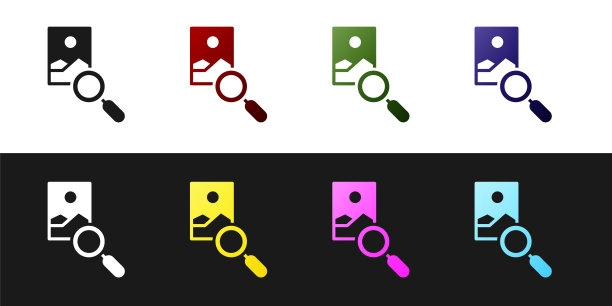 设置照片修饰图标孤立在黑白背景上。摄影师，摄影，修饰图标。向量图片下载