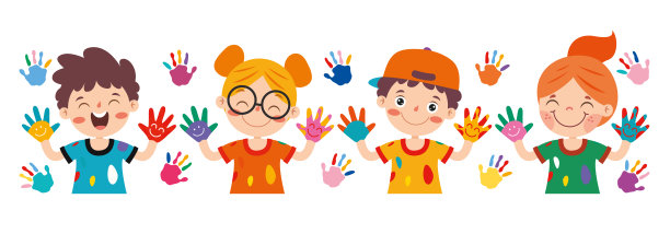 孩子们彩色的彩绘手图片下载