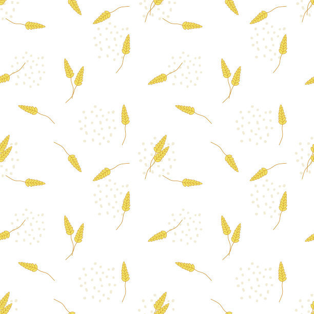 手绘矢量图案与小麦穗和抽象元素。农业综合企业和农业小麦收获背景图片下载