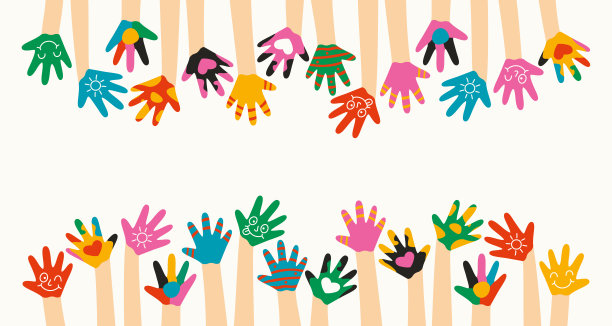 孩子们彩色的彩绘手图片下载