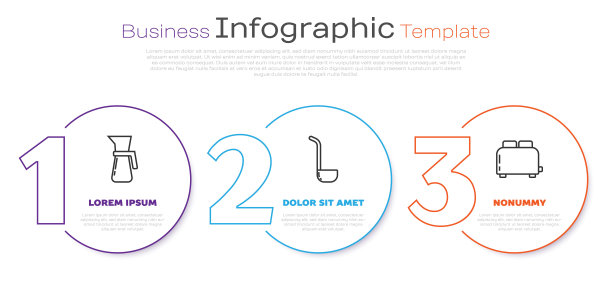 设置线量杯，厨房勺子和烤面包机。业务信息模板。向量图片下载