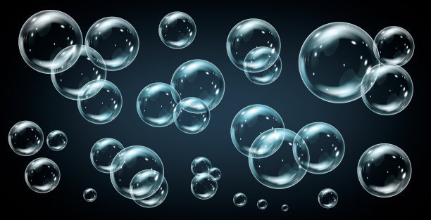 真实的肥皂泡与彩虹反射在黑暗的背景图片下载