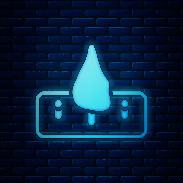 发光的霓虹灯森林砍伐图标孤立在砖墙背景。砍伐森林，破坏木材。生态危害和空气污染。向量图片下载