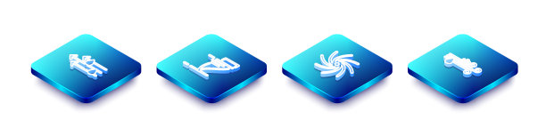 设置等距线风和雨，龙卷风，和雪图标。向量图片下载