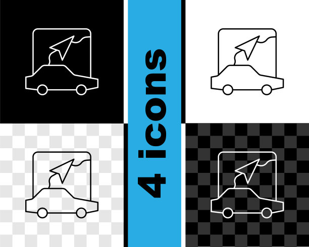 设置线路信息图的城市地图导航图标孤立在黑白，透明的背景。移动应用界面概念设计。Geolacation概念。向量图片下载