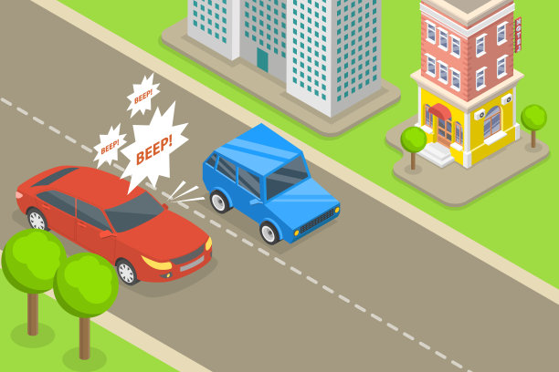 愤怒的汽车司机的三维等距平面矢量概念插图图片下载