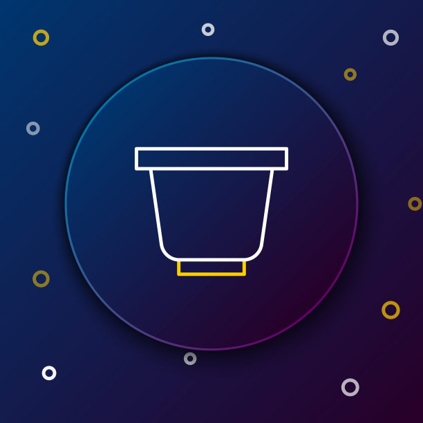 线花盆图标孤立在蓝色背景上。色彩斑斓的轮廓的概念。向量图片下载