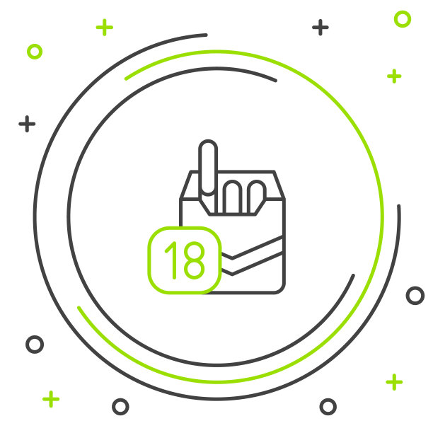 线香烟包装盒图标孤立在白色背景上。吸烟的年龄限制。香烟包装。色彩斑斓的轮廓的概念。向量图片下载