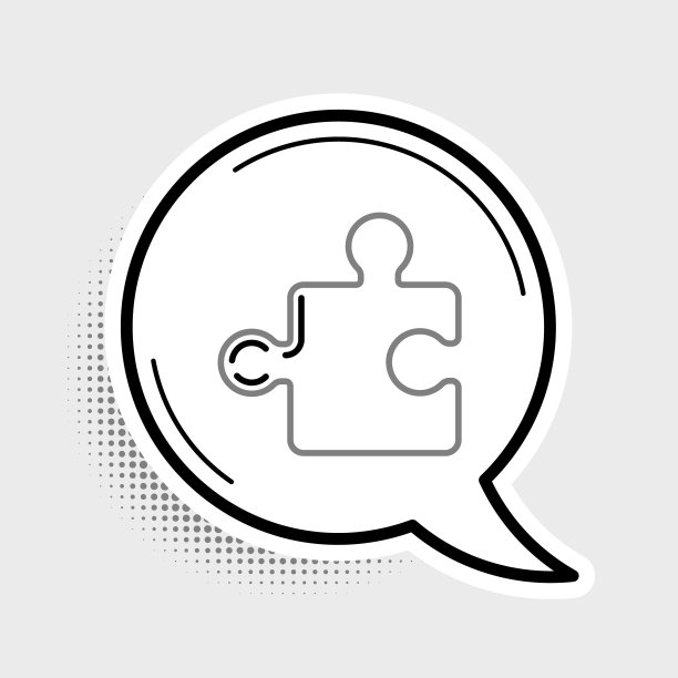 在灰色背景上孤立的拼图图标。现代扁平化、商业、营销、金融、互联网概念。色彩斑斓的轮廓的概念。向量图片下载