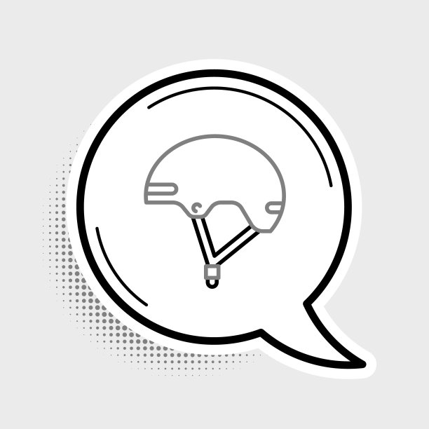 线头盔图标孤立在灰色背景上。极限运动。运动设备。色彩斑斓的轮廓的概念。向量图片下载