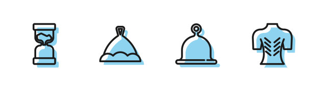 设置线桑拿帽，旧沙漏，和按摩图标。向量图片下载