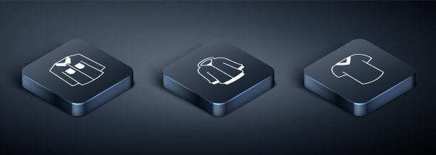 设置等距衬衫，t恤和连帽衫图标。向量图片下载