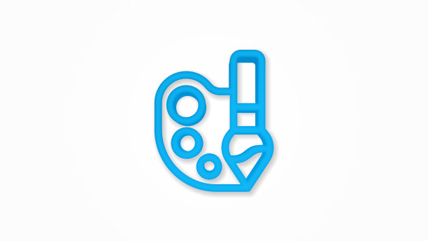 调色板和画笔逼真的图标。三维线矢量插图。俯视图图片下载