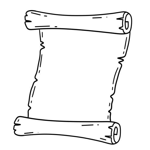 旧卷轴，仿古文字模板，中世纪纸莎草纸，书写用纸，卡通轮廓图图片下载
