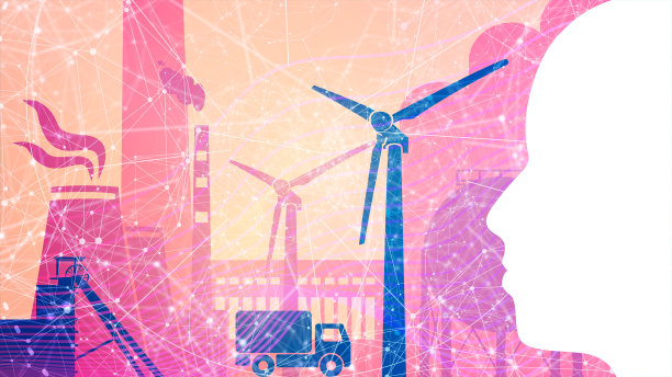 人头、能源生产和重工业的图标。图片下载