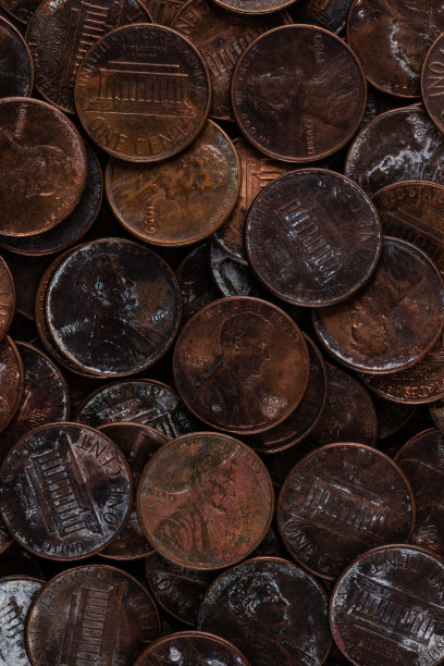 又旧又脏的1美分硬币图片下载