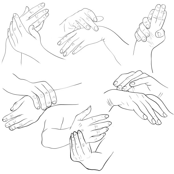 手绘的手牵手插图。图片下载