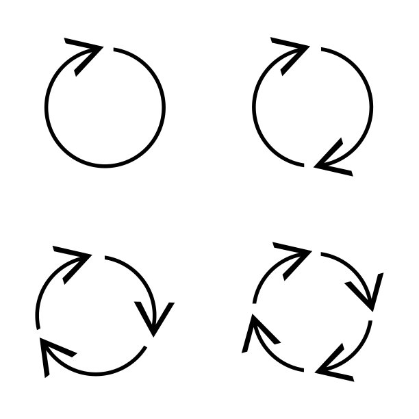 回收箭头图标集。循环旋转。旋转按钮。圆的形状。圆的迹象。矢量插图。股票的形象。图片下载