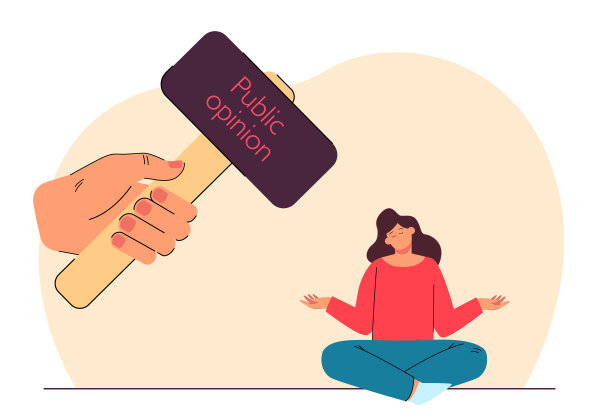 悍马下面的女孩坐在地板上作为公众舆论的象征图片下载