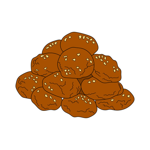 Melomakarona希腊圣诞蜂蜜坚果饼干。矢量手绘插图。设计元素菜单咖啡厅，小酒馆，餐厅。图片下载