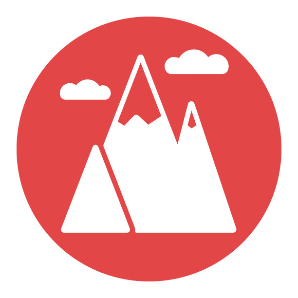 山脉矢量字形图标。自然标志图片下载