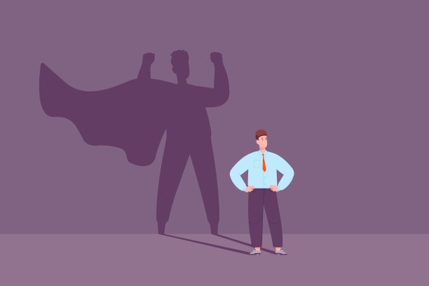 自信丈夫超级英雄爸爸事业成功插画图片下载