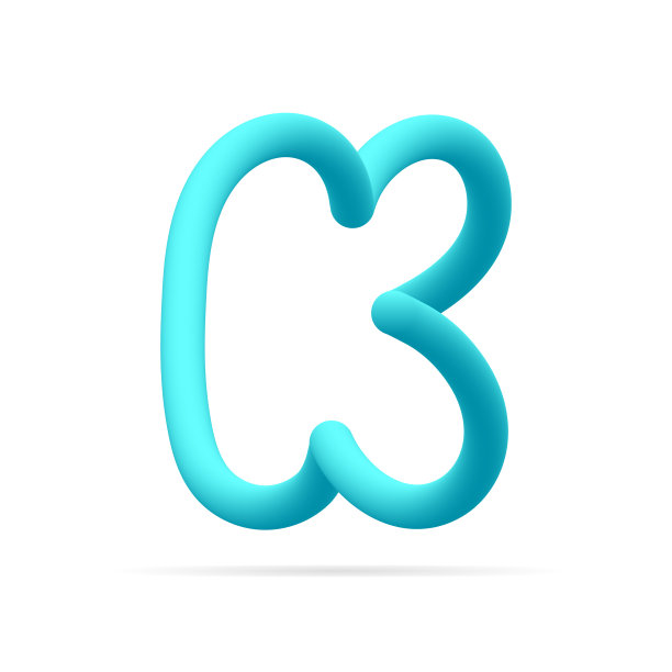 K字母蓝色标志。线条风格纯水矢量版式，节省水身份，生态图形资源，清洁的企业标签和更多图片下载