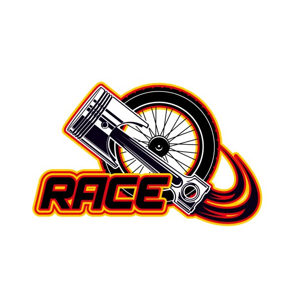 赛车图标车轮，活塞，矢量孤立徽章图片下载