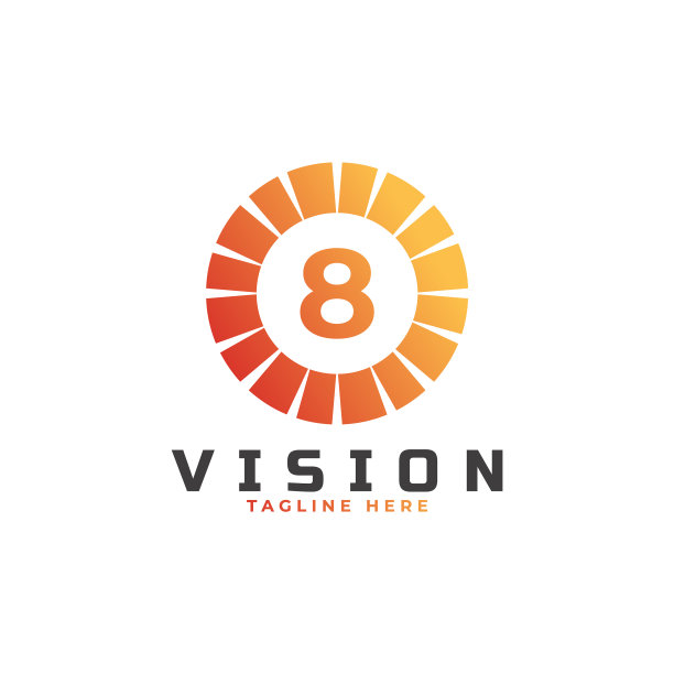 Vision number 8 logo设计模板元素图片下载