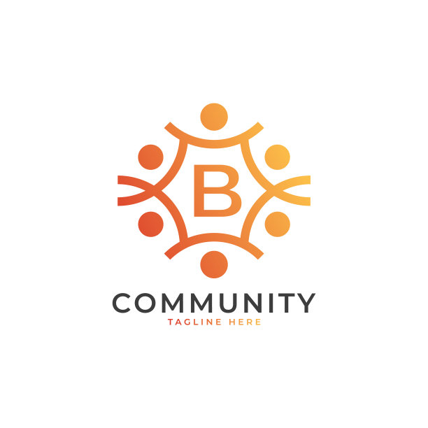 社区首字母b连接人的标志图片下载