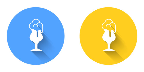 白色杯子的啤酒图标孤立与长影子图片下载