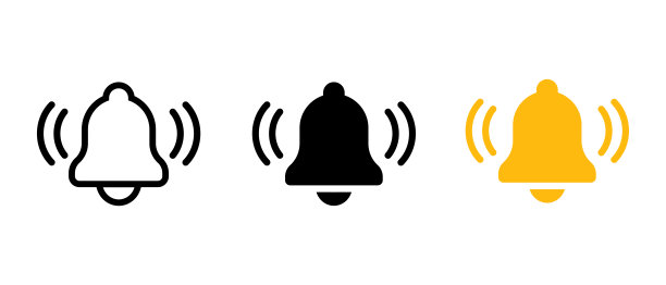 通知钟矢量图标设置。传入的消息集合。报警符号图片下载