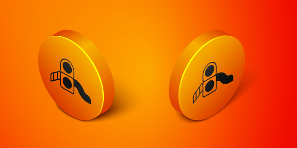 等距滑梯游乐场图标孤立在橙色图片下载