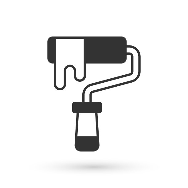 灰色油漆滚筒刷图标孤立在白色上图片下载