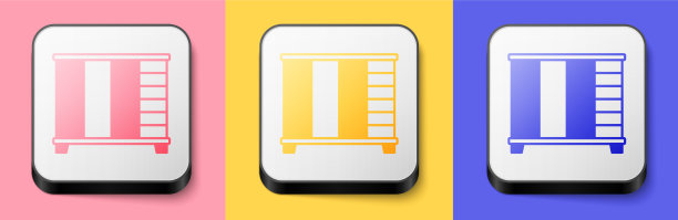 等距衣柜图标孤立在粉红色的黄色图片下载