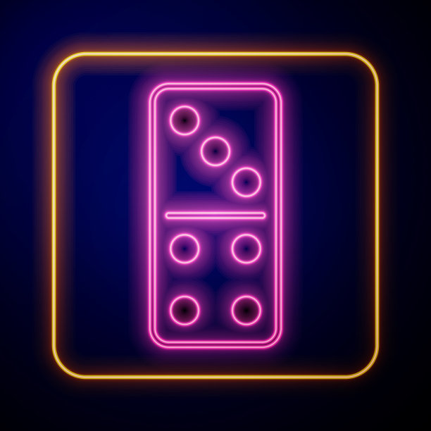发光的霓虹灯多米诺图标孤立在黑色图片下载