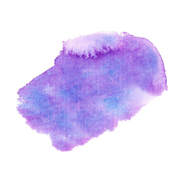 抽象手绘紫色和蓝色水彩墨迹孤立在白色背景上。纹理喷溅设计。图片下载