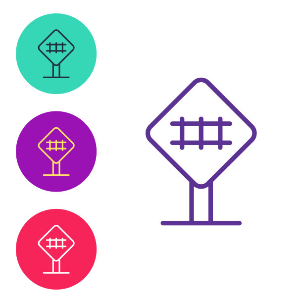 设置线路铁路交叉图标孤立在白色图片下载