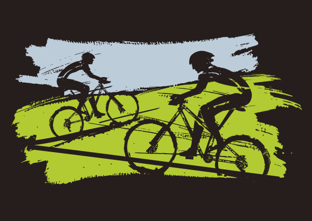 山地自行车骑行者（复古风格）图片下载