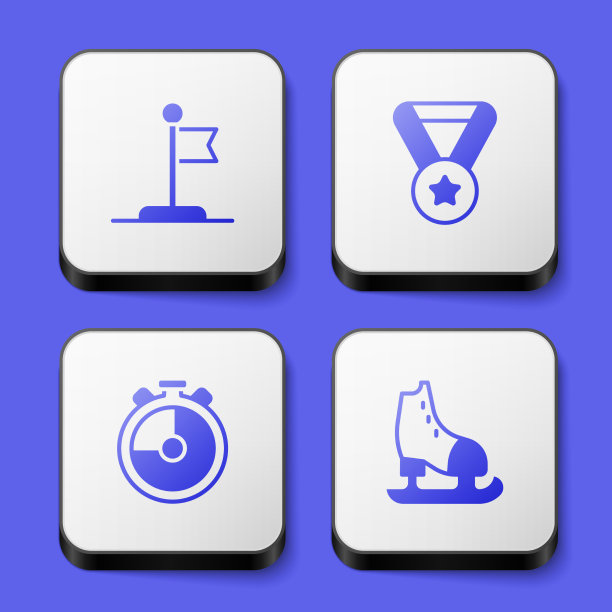 设置国旗奖牌秒表和溜冰图标白色图片下载