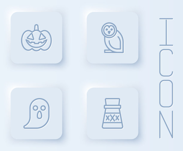 设置线南瓜猫头鹰鸟鬼和瓶子图片下载